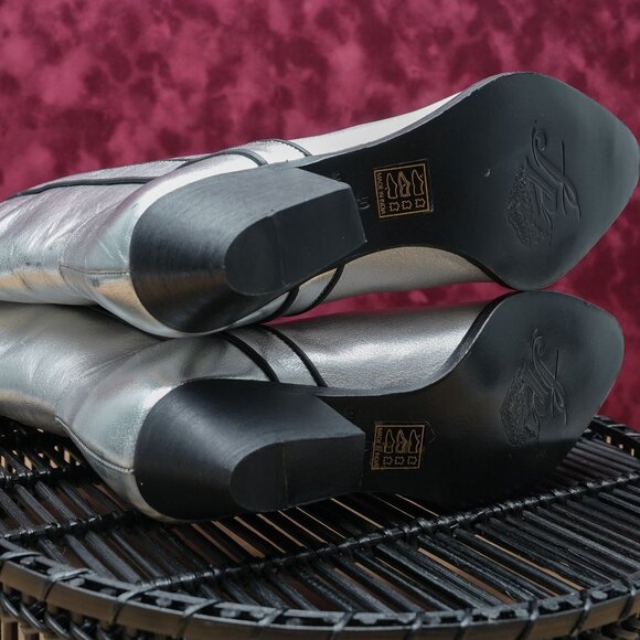 Free People Borderline Metallic Silver Leather Western Boots 10US EUR40 - Picture 4 of 9